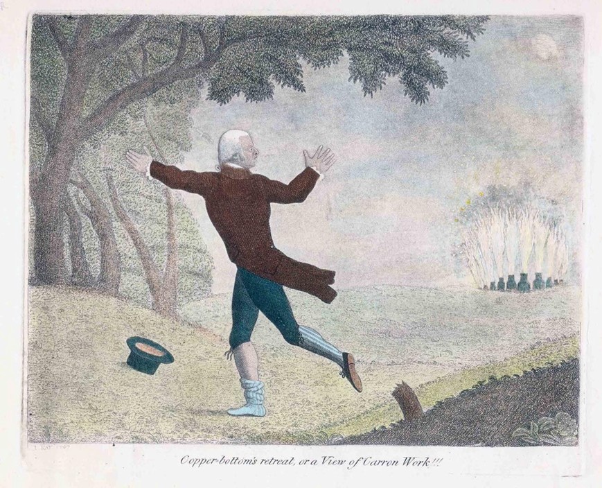 John Kay, Copper-bottom's retreat, or a View of Carron Work!!! (1797)