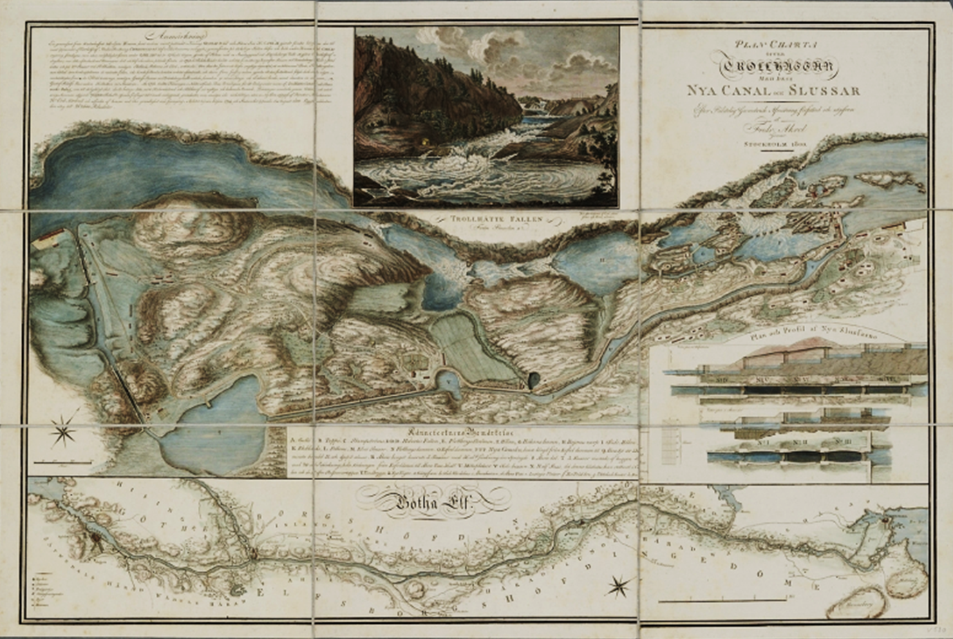 Fredrik Akrel, Map of the Trollhättan Falls. Vasa Collection.