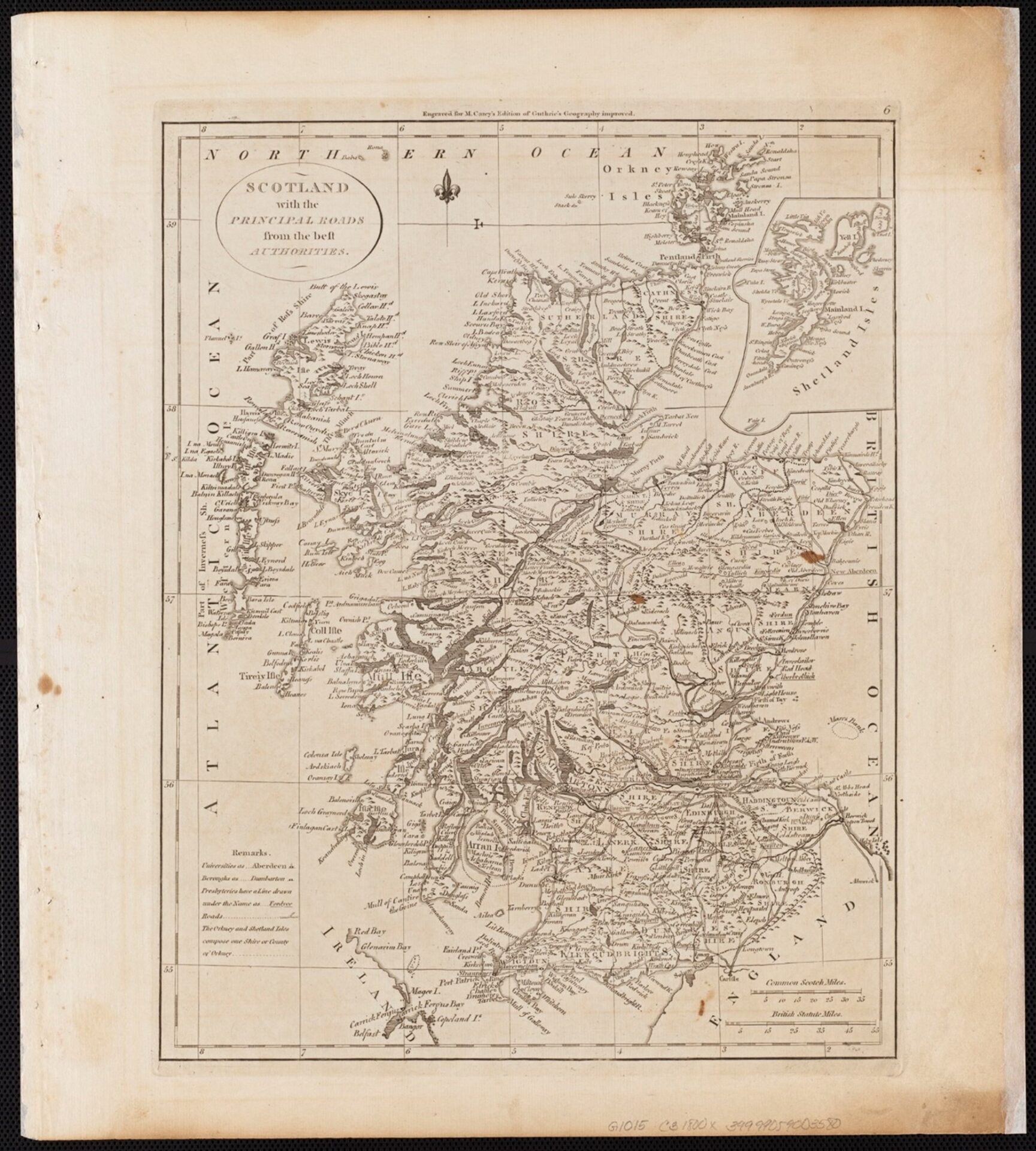 Mathew Carey, Scotland with the principal roads from the best authorities (1800). Wikimedia Commons.